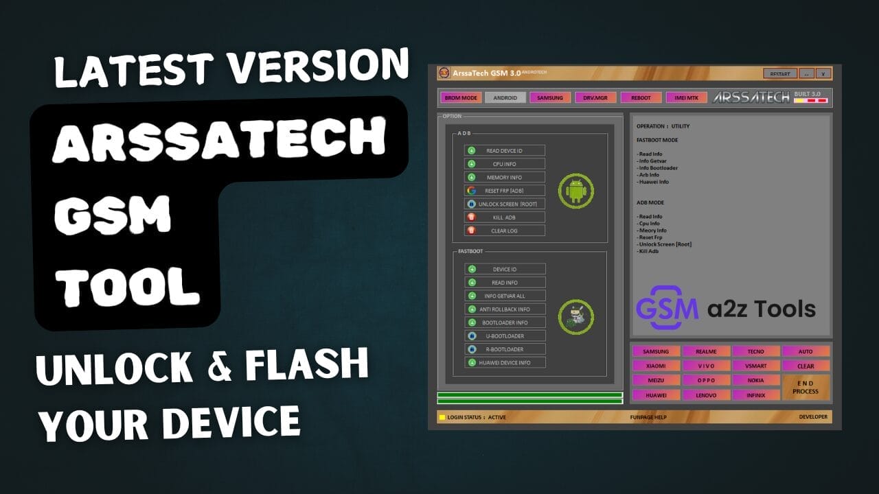 Arssatech gsm tool v3. 0 unlock & flash your device