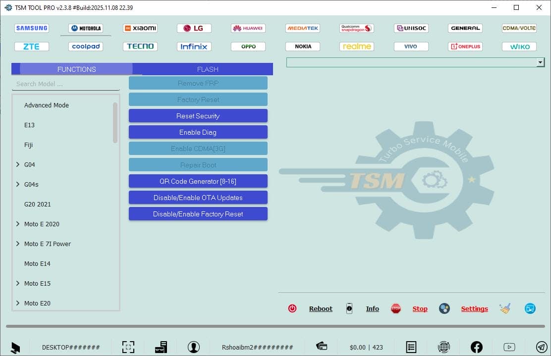Tsm tool pro motorola functions list interface
