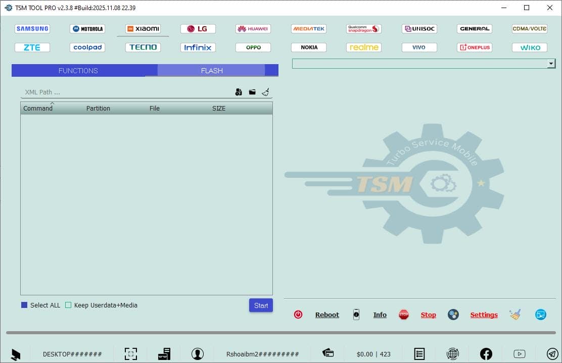 Tsm tool pro xiaomi flash function interface