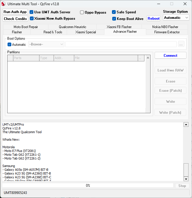 Umt qcfire latest version tool for qualcomm flashing frp reset unlock and repair
