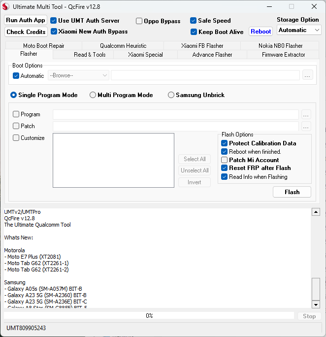 Umt qcfire latest version tool for qualcomm flashing unlocking and frp reset
