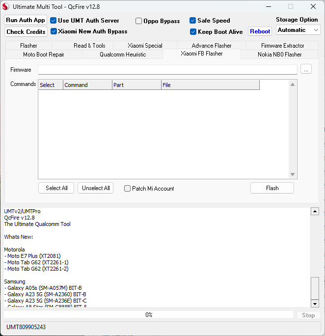 Umt qcfire setup file download for qualcomm flashing frp reset and unlock